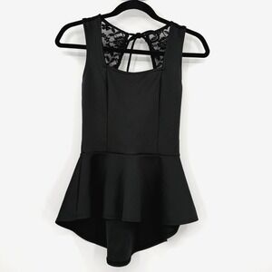 Perplum Top Lace Tie Backing Womens Black Small